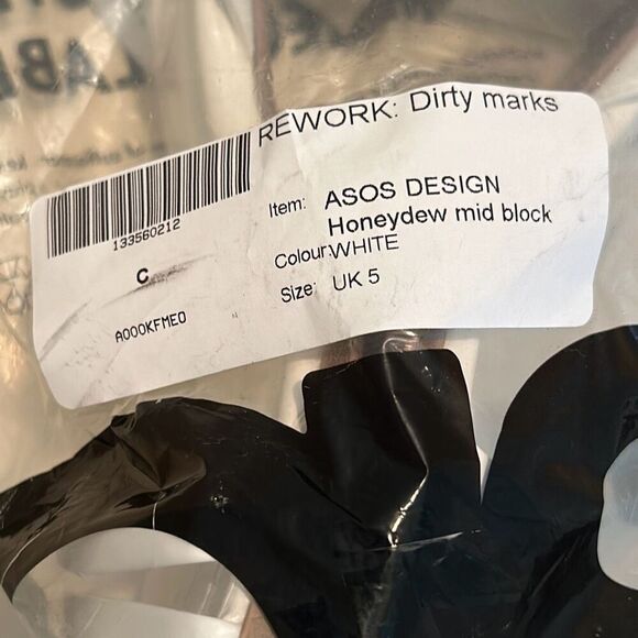 ASOS Women's 7 Strappy Block Heel White Faux Leather Square Toe Semi Formal New - Picture 10 of 11